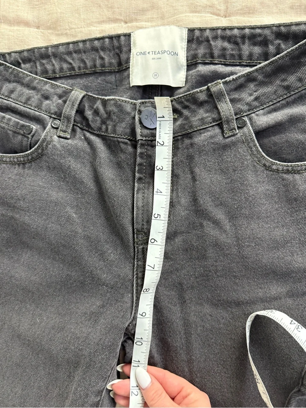 One Teaspoon Stixx Low Waist Slim Straight Leg Denim Jeans Washed Black Size 28